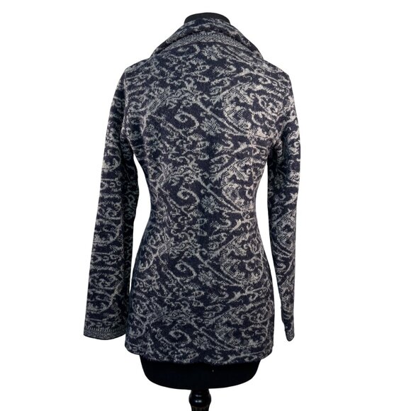 A. Ida Size Small Wool Blend Blue and Gray Pattern Cardigan Sweater - Picture 4 of 8